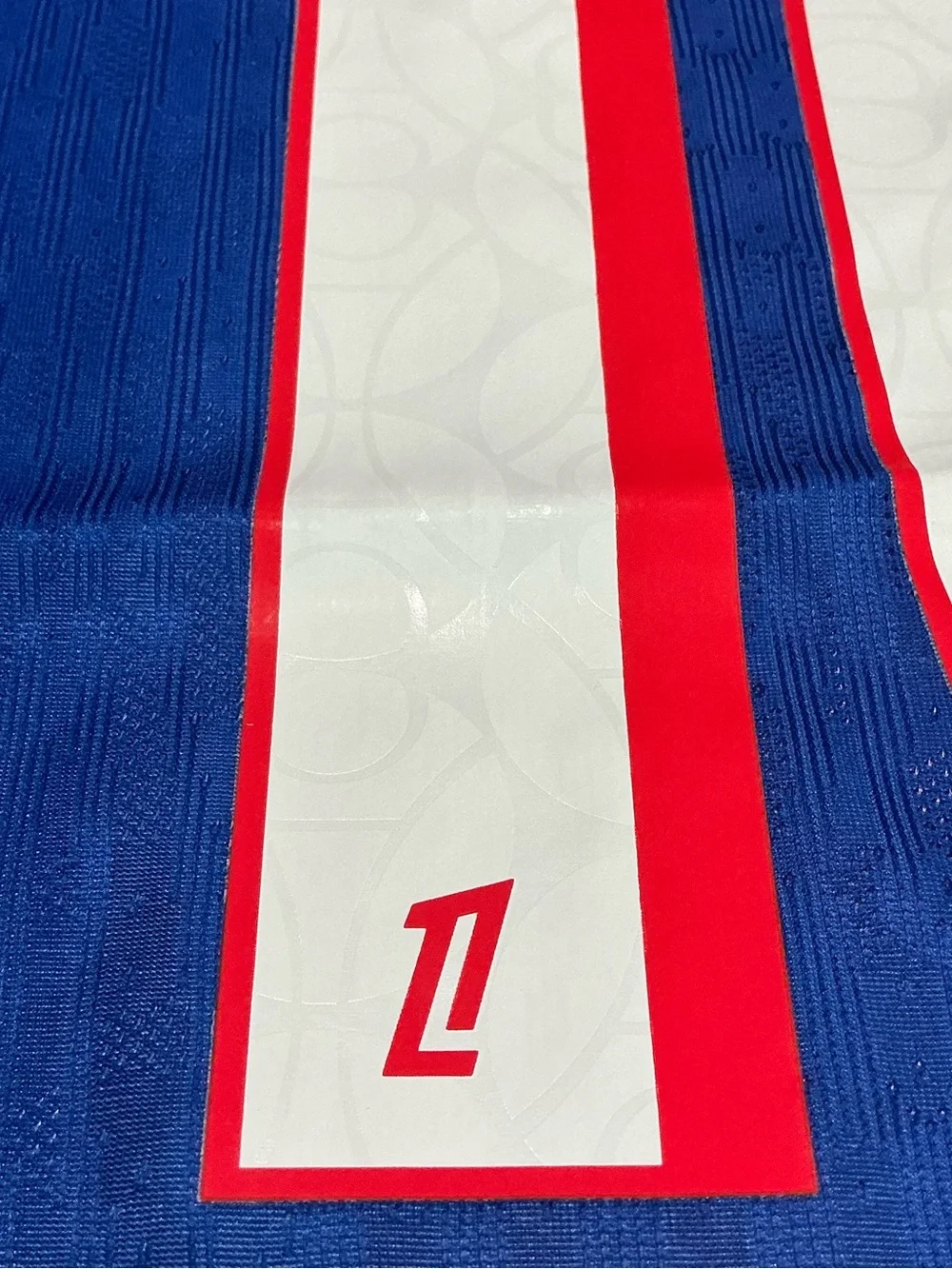 Nike Blue and Red O. Dembélé #10 Soccer Jersey